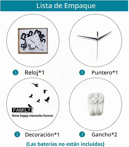 Vista 7 de Reloj de pared decorativo para sala de estar, relojes modernos