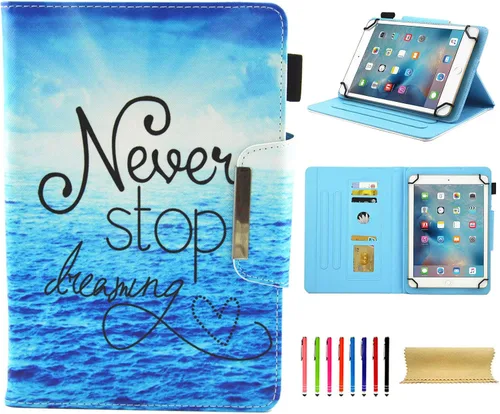 Vista 25 de Funda universal para tablet de 7 pulgadas, piel sintética [ranuras para tarjetas], cubierta magnética, para Samsung Galaxy Tab E/Tab A 7.0, Fire 7