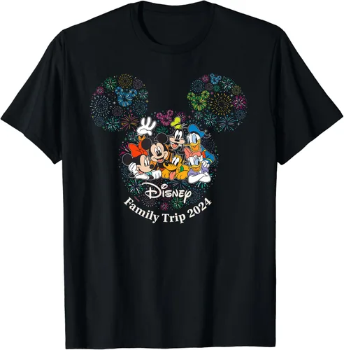 Vista 2 de Disney Mickey & Friends Fireworks Vacation Family Trip 2024 Camiseta, Negro