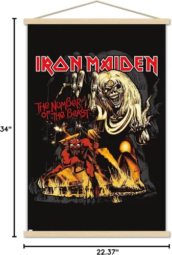 Vista 7 de Trends International Iron Maiden - Póster de pared con marco magnético con el número de la bestia