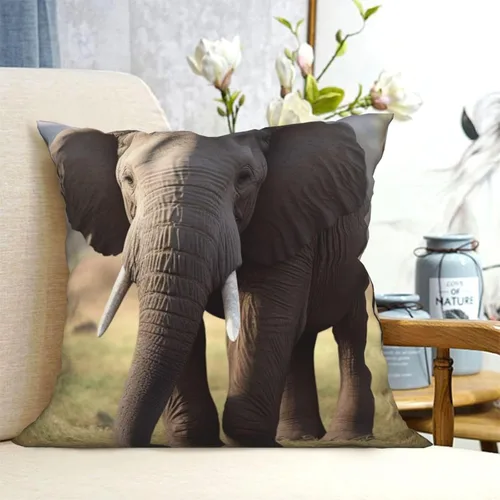 Vista 6 de Funda de almohada con estampado de elefante, cuadrada, suave, para decoración del hogar, sala de estar, cama, sofá, automóvil, 18 x 18 pulgadas