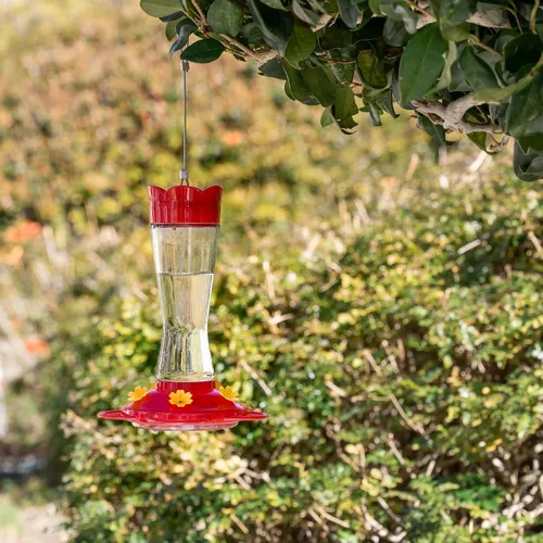 Vista 8 de MEKKAPRO Comedero para colibríes para exteriores hecho de vidrio, comedero para colibríes para exteriores, colgante a prueba de hormigas y abejas