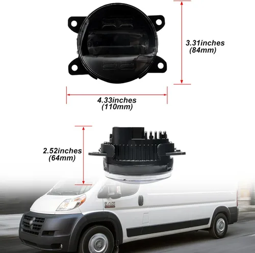 Vista 7 de Conjunto de lámpara antiniebla LED de repuesto para Ram Promaster 1500 2500 3500 2014-2023 Switchback ámbar blanco DRL Lámparas de conducción