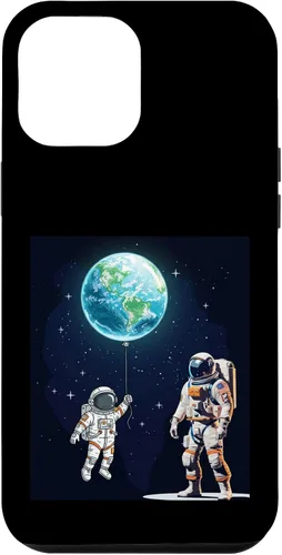 Vista 26 de Astronauts in Space Parent & Child in spacesuits with Planet Case for iPhone 16