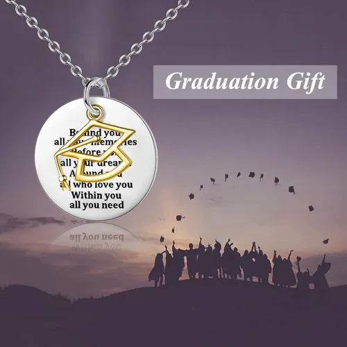 Vista 5 de YFN Regalo de graduación de plata de ley, collar con colgante inspirador, joyería de graduación para mujer