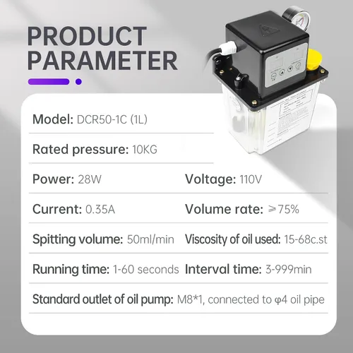 Vista 6 de RATTMMOTOR Bomba de aceite lubricante automática 110V 1L, bomba de lubricación electromagnética, control numérico digital, pantalla digital dual