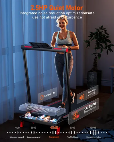 Vista 3 de Walking Pad, Anylife Incline Walking Pads Under Desk 330lb Capacity, 2.5HP Portable Treadmills for Home, Compact Treadmill Small Running Pad with