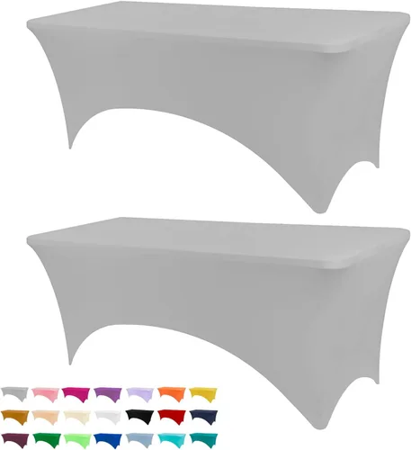 Vista 51 de BDDC - Funda de mesa ajustada de 4 pies, manteles de elastano negros, manteles elásticos lavables y resistentes a las arrugas para eventos, bodas
