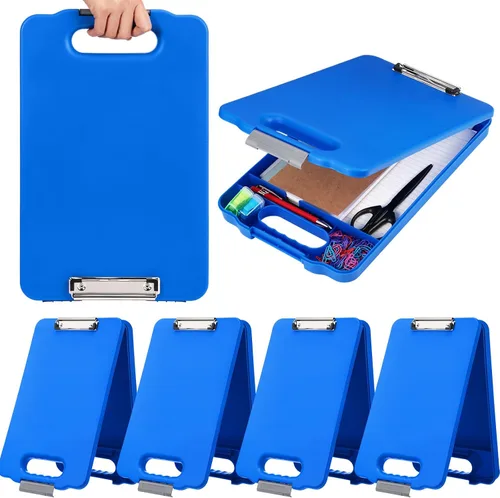Vista 9 de Fainne Portapapeles resistente con compartimentos de plástico de almacenamiento y asa, portapapeles plegable de gran capacidad con almacenamiento