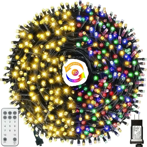 Vista 8 de Chuya - Cadena de luces LED para Halloween de 105 pies; tira de 300 luces LED de color naranja y morado, con enchufe de extremo a extremo