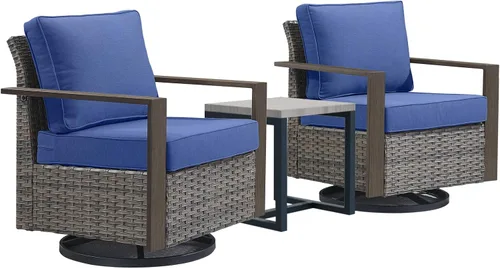 Vista 54 de Rilyson Sofá de mimbre para patio al aire libre, sofá de muebles de patio de ratán con marco resistente, mimbre de polietileno para todo