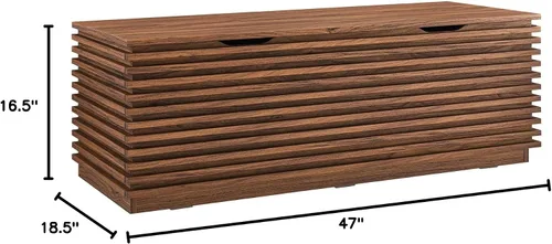 Vista 9 de Modway Render - Banco de almacenamiento de grano de madera de 47 pulgadas en nogal