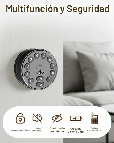 Vista 2 de Cerradura de perno electrónico de puerta, perilla de puerta sin llave con teclado, perilla de puerta digital inteligente, auto-bloqueo, 100 códigos