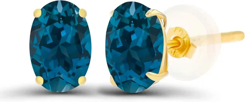 Vista 44 de Aretes ovalados de plata de ley 925 maciza chapados en oro de 0.236 x 0.157 pulgadas con piedra natal genuina para mujer Aretes de tuerca Amatista