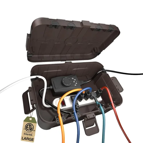 Vista 34 de IP55 Pequeña caja eléctrica al aire libre impermeable, para regleta Inner 5.9 x 3.2 x 1.8inch, Extension Cord Cover with Detachable Awning Covers