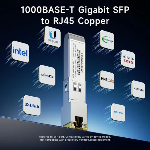 Vista 4 de Cable Matters 1000BASE-T Gigabit SFP a RJ45 módulo transceptor Ethernet de cobre para equipos Cisco, Ubiquiti, TP-Link, Netgear, MikroTik