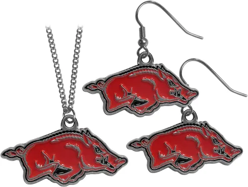 Vista 2 de Siskiyou Sports NCAA unisex-adult Dangle Earrings and Chain Necklace Set Rojo