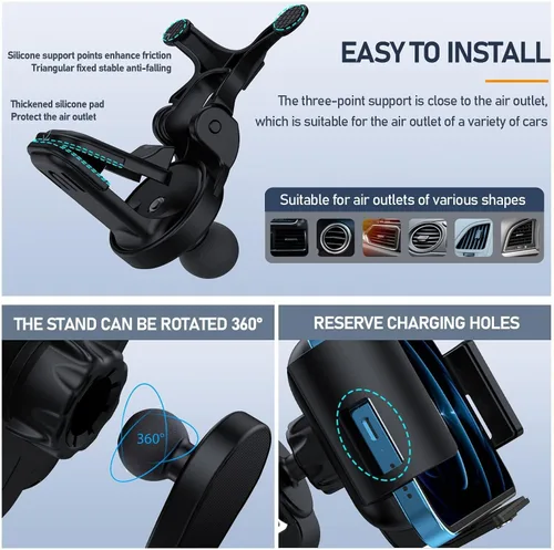 Vista 6 de Cargador de coche inalámbrico Qi de 15 W compatible con Samsung Galaxy Z Fold3 Z Fold2 Fold S21 Ultra Xiaomi Mix Fold iPhone 13 Pro Max 12 Pro 4.3