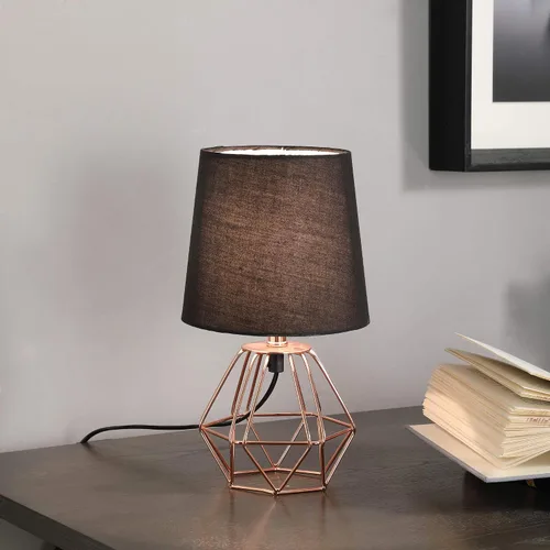 Vista 3 de Ore International - Lámpara de mesa hexagonal de alambre metálico de cobre geométrico de 11.25" en Wesley