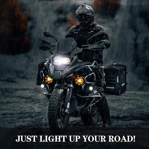 Vista 3 de AUDEXEN - Conjunto de faros LED de 200W con ojos de ángel DRL de haz alto/bajo compatible con BMW F800GS F800GS Adventure F700GS F650GS