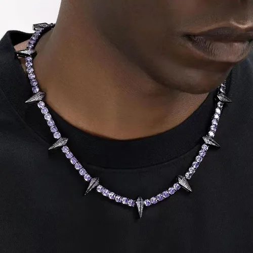 Vista 2 de Collar para hombre, Black Panther Hero - Joyería para hombre, cadena cuadrada de diamantes hip hop, regalo para hombres, niños, cumpleaños, día