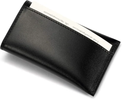 Vista 4 de HISCOW Tarjetero con solapa para dispensar tarjetas - piel de becerro italiana (negro)