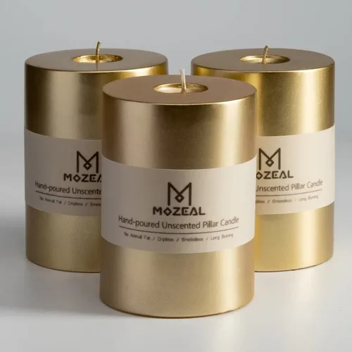 Vista 37 de MOZEAL Juego de 3 velas sin perfume vertidas a mano de 3 x 6 pulgadas, velas tipo pilar sin goteo, combustión de larga duración, aproximadamente 120