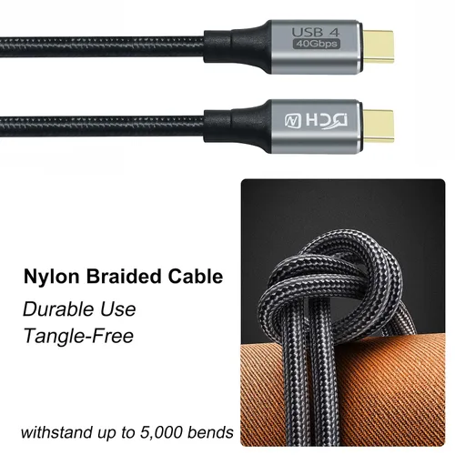 Vista 5 de DCHAV Cable USB 4 USB C a USB C 8K HD Display Video 40 Gbps Transferencia de datos 100W Cable de carga rápida USB4 tipo C a tipo C Cable trenzado