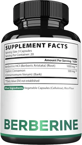Vista 7 de Satoomi Suplemento de berberina de 1500 mg con canela de Ceilán, extra fuerte para el sistema inmunológico, la salud digestiva, el manejo del cuerpo