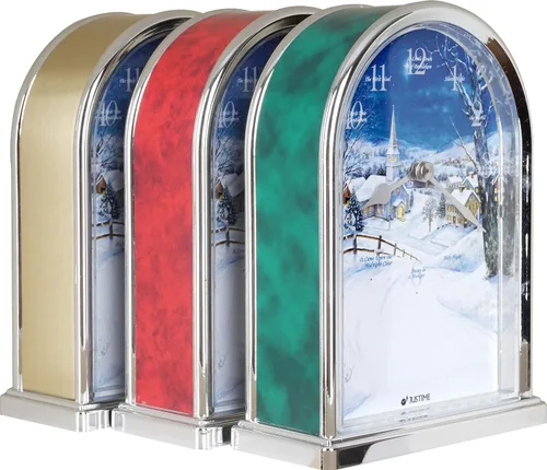 Vista 5 de JUSTIME Reloj de mesa luminoso Polaris Silent Night de 12 canciones de villancicos de Navidad, decoración de Navidad, multicolor, selección