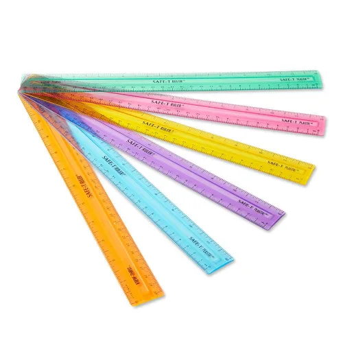 Vista 8 de hand2mind Reglas de plástico Safe-T multicolor, transparentes, semiflexibles de 12 pulgadas, reglas de plástico arcoíris, regla de seguridad