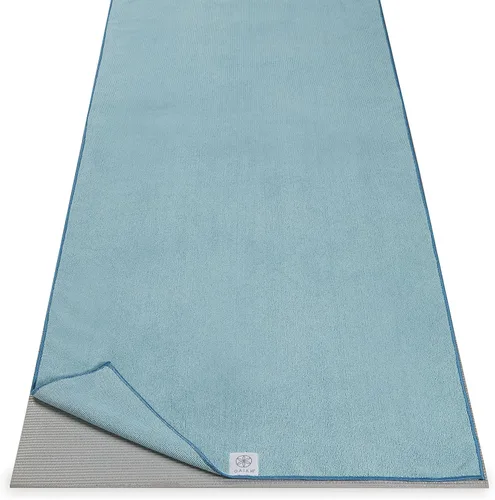 Vista 14 de Gaiam Toalla de microfibra para esterilla de yoga, toalla de yoga para yoga caliente (68 pulgadas de largo x 24 pulgadas de ancho), sombra azul