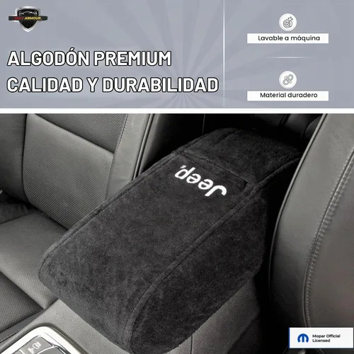 Vista 2 de Cubierta de reposabrazos de consola premium para Jeep Grand Cherokee 2011-2019 – Protector de tapa de consola suave, lavable a máquina – Fácil