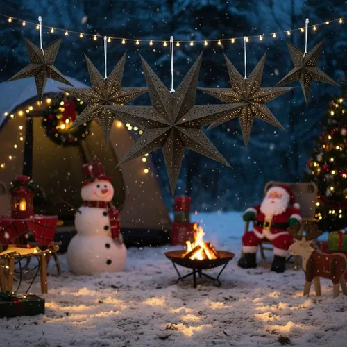 Vista 4 de 3 faroles de papel con estrellas de Navidad 3D colgantes de 20 pulgadas para Navidad, carnaval, boda, baile de graduación, decoraciones de fiesta