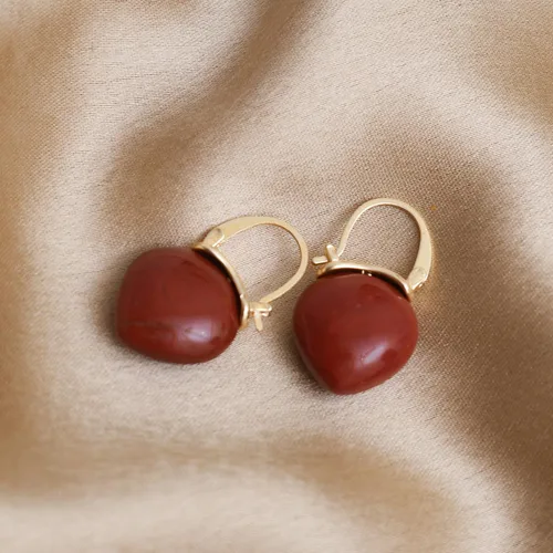 Vista 5 de Gempires Aretes Colgantes de Gemas Hechos a Mano, Aretes de Cristal Minimalistas y Simples, Joyería Hipoalergénica, Chapados en Oro, Diseño Clásico