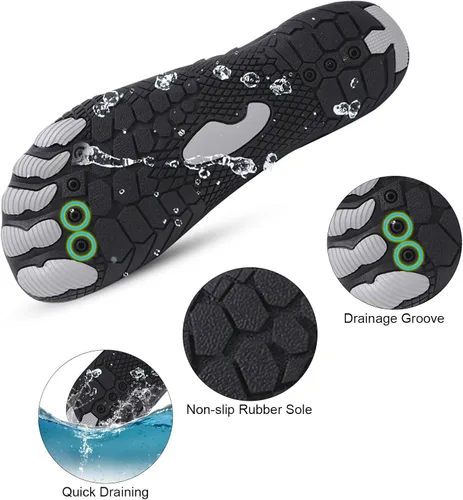 Vista 3 de Snugeasy Zapatos acuáticos para mujeres y hombres, de secado rápido, zapatos acuáticos sin cordones, para senderismo, natación, parques acuáticos