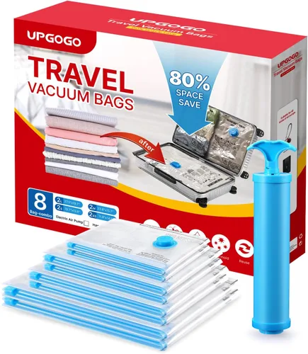 Vista 8 de UPGOGO Bolsas de Viaje al Vacío Combo 6 Pack - Bolsas de Almacenamiento al Vacío para Ahorro de Espacio para Ropa, Mantas, Almohadas - Artículos