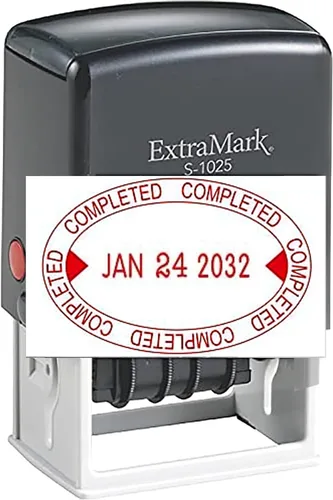 Vista 9 de ExtraMark S-1025 Sello de fecha de oficina autoentintado profesional con frase "aprobada" - Estilo O - Tinta de color negro