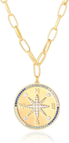 Vista 21 de Aobei Pearl Collar chapado en oro de 18 quilates con dije de cruz de corazón, corazón, estrella, león, mal de ojo, amor, medallón, clip de papel
