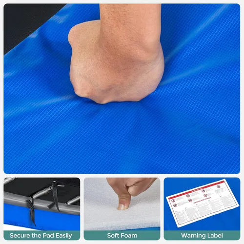 Vista 8 de SONGMICS Replacement Trampoline Safety Pad Mat, 10ft 12ft 14ft 15ft Standard Size, Spring Cover, UV-Resistant, Tear-Resistant, Edge Protection Azul