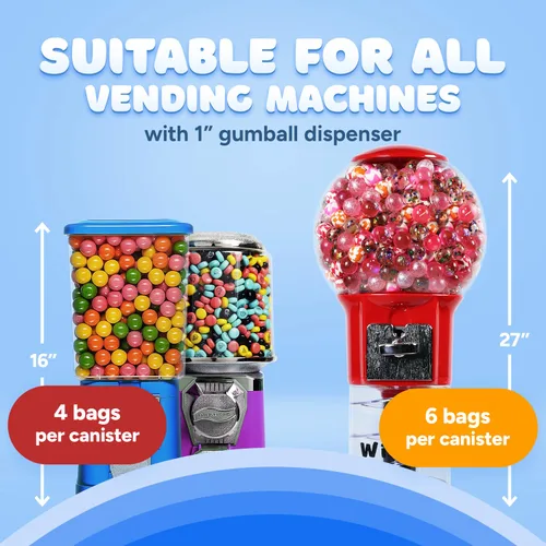 Vista 7 de Bolas de chicle para máquina de chicles – Bolas de goma grandes de 1 pulgada a granel – Recambios de máquina de chicles de 1.7 libras – 96 bolas