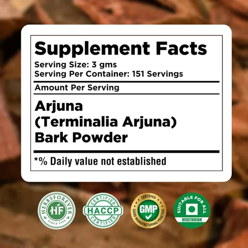 Vista 4 de HerbsForever Arjuna Powder – Terminalia Arjuna – Sin OMG, Orgánico, Vegano – 454 GMS