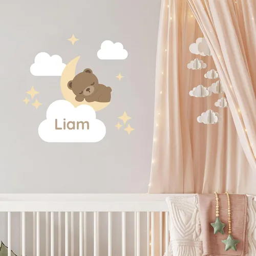 Vista 6 de Calcomanías de puerta personalizadas para habitación de niños, calcomanías de pared con nombre personalizado para decoración de habitación de bebés