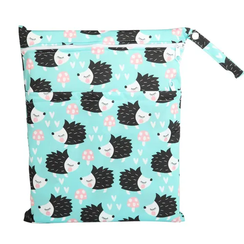 Vista 25 de Wet Bag - Bolsa de pañales de tela para bebé, reutilizable, lavable, con dos bolsillos con cremallera (mapache animal)