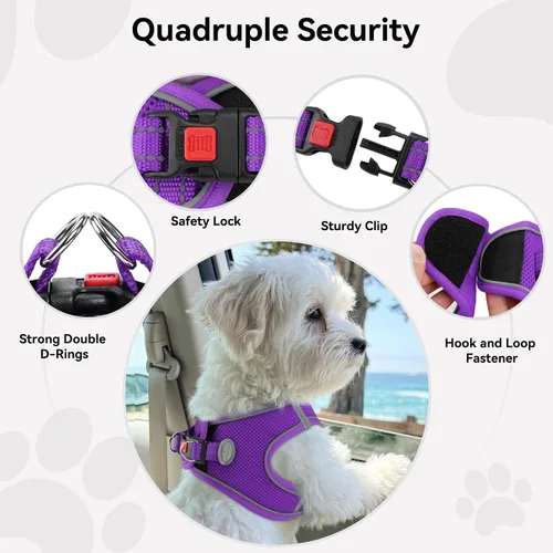 Vista 47 de Joytale Arnés para Perros Pequeños, Chaleco de Malla Transpirable Step-in, Arneses Acolchados Suaves Reflectantes para Gatos y Perros Cachorros