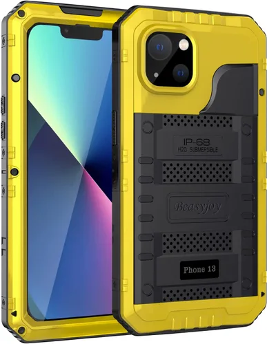 Vista 25 de Beasyjoy Funda impermeable para iPhone 13, funda de metal con protector de pantalla integrado, resistente protección de cuerpo completo, grado