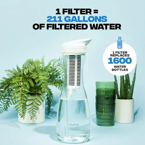 Vista 2 de Puro - Filtro de repuesto para jarra de vidrio, 1 paquete, filtros de 200 galones, filtro de larga duración, filtrado 400% más rápido, filtro