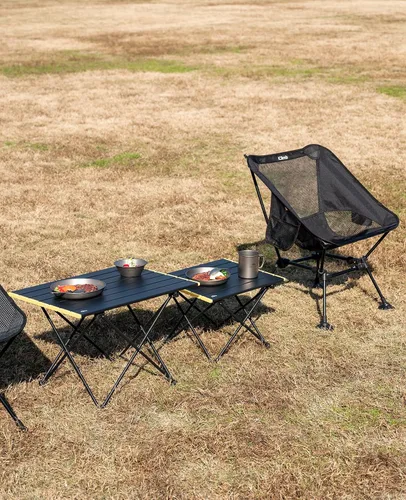 Vista 7 de iClimb - Mesa de camping ultraligera y compacta plegable con bolsa de transporte (color negro - L)