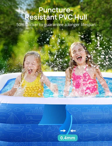 Vista 4 de EVAJOY - Piscina inflable de 92 x 56 x 20 pulgadas para fiesta acuática de verano, sin BPA, sobre el suelo, pelota de piscina para niños, patio