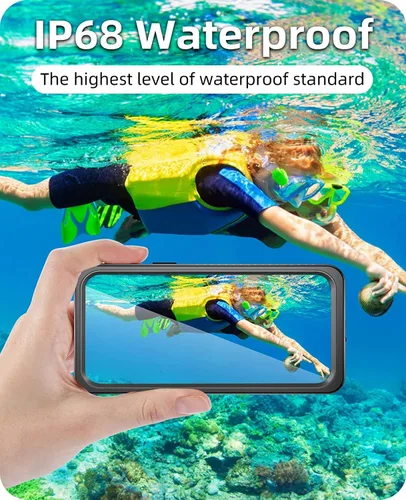 Vista 3 de WIFORT Funda impermeable para iPhone 12 de 6.1 pulgadas con protector de pantalla integrado, a prueba de agua certificada y protección militar, a